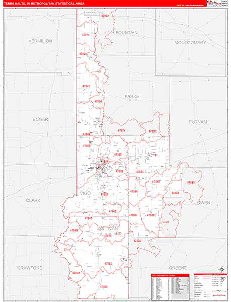Terre Haute Metro Area Wall Map